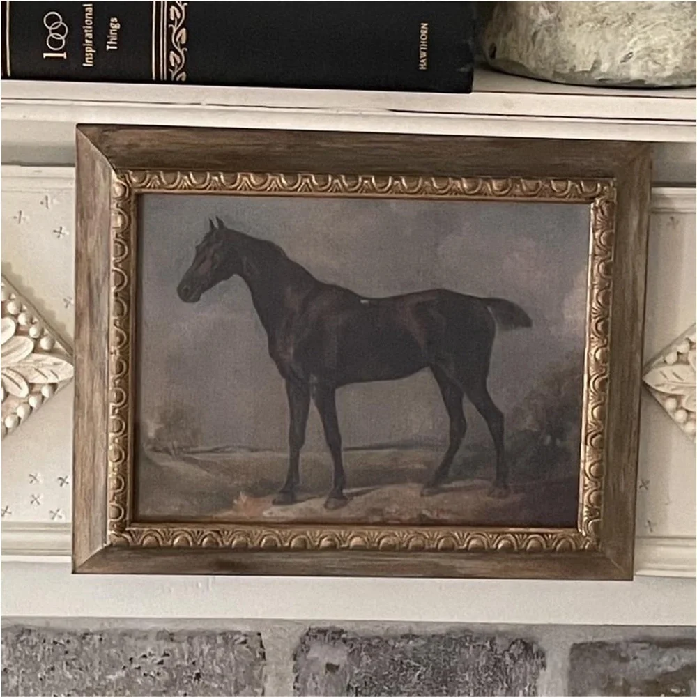 Studio McGee Stallion Art  Wall Canvas Antique Gold Horse Home Decor NWT - Picture 5 of 6